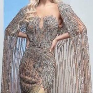 Elegant Silver Evening Gown